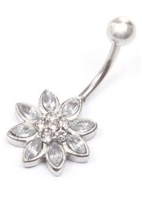 Firetti Bauchnabelpiercing "Schmuck Geschenk Piercing Körperschmuck Blume", silber, Edelstahl, Piercings, mit Glasstein