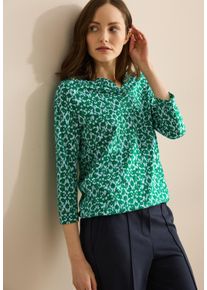 Cecil Damen 3/4-Arm-Shirt, blau, casual, Gr. XXL, bedruckt, Jersey, Web, Obermaterial: 50% Baumwolle, 50% Modal, Shirts, mit Minimal-Print und im