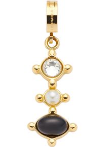 Leonardo Damen Charm-Einhänger "Anhänger Adelia Clip & Mix, 024427"gelbgoldfarben, kristallweiß, schwarz, weiß, kristallweiß, schwarz, Edelstahl,