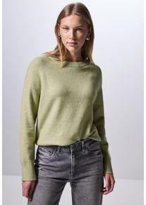 Damen Strickpullovermild grün meliert, casual, Gr. 46, STREET ONE STUDIO, unifarben, Web, 37% Baumwolle, 34% Polyacryl, 26% Polyester, 3% Elasthan,
