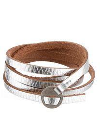 Firetti Damen Lederarmband "Schmuck Geschenk Wickelarmband", Metall-Leder, silber, Metall, Leder, Armbänder