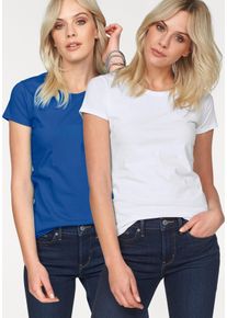 Damen Rundhalsshirt "Lady Fit Premium", blau, Basic, Gr. XXL, Fruit of the Loom, unifarben, Single Jersey, Obermaterial: 100% Baumwolle, Shirts
