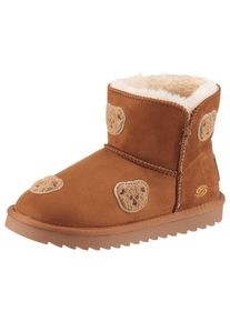Kinder Winterboots, Dockers by Gerli, Gr. 31, braun, Textil, casual, Schuhe, Schlupfboots, Winterstiefel, Snowboots mit süßen Teddy Patches