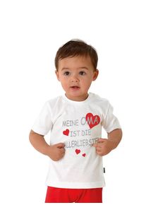 TRIGEMA Baby T-Shirt "TRIGEMA T-Shirt Omas Liebling", Gr. 80, weiß, 100% Baumwolle (Bio-Baumwolle kbA), casual, Shirts