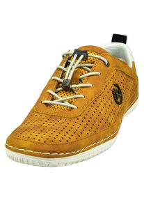 Bugatti Herren Slip-On Sneaker, Gr. 46, gelb, Lederimitat, sportlich, Schuhe, Freizeitschuh, Halbschuh, Slipper mit Lochmuster