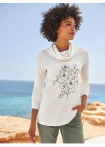 Heine Damen Rollkragenshirt "Shirt", beige, Gr. 46, geblümt, gemustert, mehrfarbig, bedruckt, 95% Viskose, 5% Elasthan, Shirts