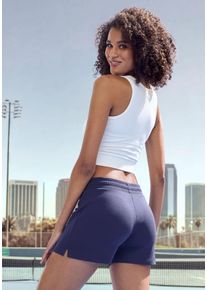active by Lascana LASCANA ACTIVE Damen Shorts, blau, sportlich, Gr. S, unifarben, Interlock, Obermaterial: 100% Baumwolle, Hosen, mit kleinen Seitenschlitzen