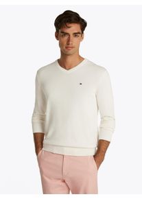 Tommy Hilfiger Herren Strickpullover "ESSENTIAL COTTON V NECK", weiß, casual, Gr. XXXL, Strick, Obermaterial: 100% Baumwolle, Pullover