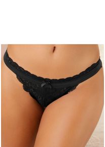 Lascana Damen String "Guilietta", Gr. 32, schwarz, Spitze, Obermaterial: 90% Polyamid, 10% Elasthan, Unterhosen, aus feiner, floraler Spitze