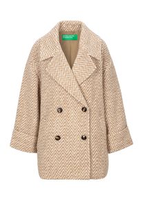 Damen Wintermantel, beige, casual, Gr. M, United Colors Of Benetton, unifarben, Web, Obermaterial: 47% Wolle, 33% Polyester, 20% Polyacryl. Futter: