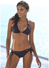 Lascana Damen Bikini-Hose "Omara", schwarz, modisch, Gr. 34, unifarben, Microfaser, Recycling-Polyamid, Badehosen, mit Lochstickerei
