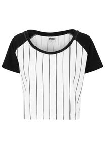 Urban Classics Herren T-Shirt "Urban Classics Damen Ladies Cropped Baseball Tee", weiß, casual, Gr. S, gestreift, 100% Baumwolle, Shirts