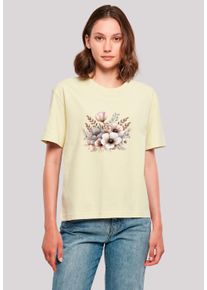 F4NT4STIC Damen T-Shirt "Blumenstrauß Boho", gelb, casual, Gr. XS, Obermaterial: 100% Baumwolle, Shirts, Premium Qualität
