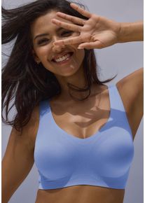 Nuance Damen Bralette-BH, Gr. S, blau, Microtouch, Obermaterial: 82% Polyamid, 18% Elasthan, Basic, BHs, SEAMLESS, ohne Bügel, mit integriertem