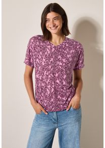 Cecil Damen T-Shirtcherry blossom pink, casual, Gr. XS, bedruckt, Stoff, 65% Polyester, 35% Viskose, Shirts, mit V-Ausschnitt