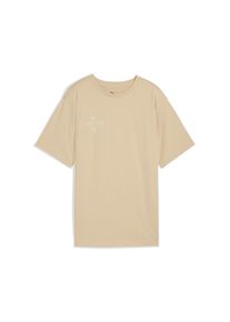 Puma Damen T-Shirt "FtblEdition Fußball-T-Shirt Damen", beige, Gr. M, bedruckt, Obermaterial: 100% Baumwolle; Kragen: 71% Baumwolle, 29% Polyester,