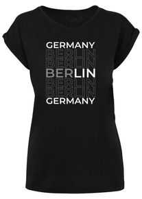 Merchcode Herren T-Shirt "Merchcode Damen Ladies Berlin X Extended Shoulder Tee", schwarz, casual, Gr. XS, bedruckt, 100% Baumwolle, Shirts