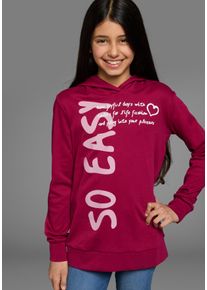 Kidsworld Mädchen Kapuzenshirt "SO EASY - Print", bunt, modisch, Gr. 128, unifarben, bedruckt, Interlock, Obermaterial: 100% Baumwolle, Shirts,