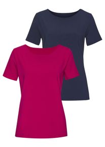 Lascana Damen T-Shirt "mit Rundhals-Ausschnitt", bunt, Basic, Gr. 36, unifarben, Single Jersey, Obermaterial: 50% Baumwolle, 45% Modal (TENCEL), 5%