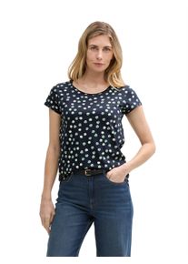 Tom Tailor Damen T-Shirtnavy grün dots, casual, Gr. S, bedruckt, Obermaterial: 100% Baumwolle, Shirts, mit All-Over Print