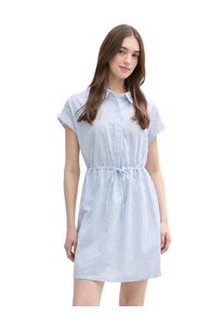Damen Hemdblusenkleidweiß blau vertical, casual, Gr. M, Tom Tailor Denim, gestreift, Web, Obermaterial: 100% Baumwolle, Kleider, im Streifendessin