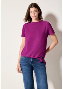 Cecil Damen T-Shirtanemone pink, casual, Gr. XXL, Strukturmuster, Stoff, 50% Polyester, 48% Baumwolle, 2% Elasthan, Shirts, mit Knotendetail am Saum