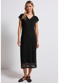 Street One Damen Midikleid, schwarz, casual, Gr. 34, unifarben, Web, Obermaterial: 73% Baumwolle, 27% Polyester; Unterkleid: 95% Viskose, 5%