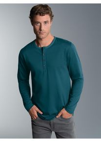 TRIGEMA Herren Longsleeve "TRIGEMA Langarmshirt mit Knopfleiste", blau, casual, Gr. XL, 100% Baumwolle, Shirts
