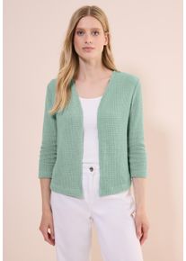 Cecil Damen Cardiganmatcha grün, casual, Gr. L, unifarben, Stoff, 64% Polyester, 34% Viskose, 2% Elasthan, Strickjacken, aus stretchigem