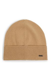 BOSS Damen Beanie "Lari_hat", beige, casual, unifarben, Strick, Materialmix, Mützen, mit Aufschlag in Rippoptik