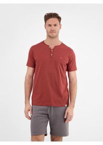 Lerros Herren Henleyshirt "Lerros Serafino-Shirt in unifarbener Strukturware"earth rot, Gr. L, 100% Baumwolle, Shirts