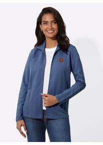 Casual Looks Damen Shirtjacke "Sweatjacke", blau, Gr. 42, unifarben, 100% Baumwolle, Shirts