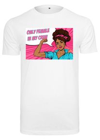 MisterTee Herren Kurzarmshirt "MisterTee Damen Ladies Only Female Tee", weiß, casual, Gr. XS, bedruckt, 100% Baumwolle, Shirts