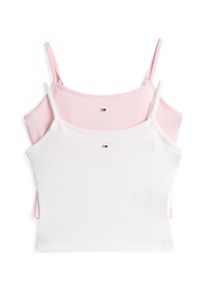 Tommy Jeans Damen Spaghettitop "TJW 2PACK ESSENTIAL STRAP TOP"ecru, precious pink, Basic, Gr. M, unifarben, Single Jersey, Obermaterial: 95%