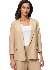 Zero Damen Jackenblazer "Zero Leinenblazer mit Taschenklappen", beige, casual, Gr. 34, unifarben, Web, Obermaterial: 70% Lyocell, 30% Leinen.