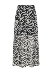 Only Damen Faltenrock "ONLASTA LIFE SLIT ANKEL SKIRT PTM"schwarz aop:monochrome leafy, modisch, Gr. XS, bedruckt, Jersey, Obermaterial: 100%