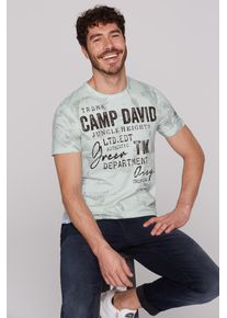 CAMP DAVID Herren Rundhalsshirt, blau, casual, Gr. XL, bedruckt, Material: 100% Baumwolle, Shirts, mit All Over-Print