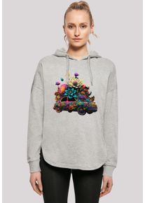 F4NT4STIC Damen Kapuzenpullover "Blumen Auto Oversize Hoodie", grau, casual, Gr. XL, Obermaterial: 100% Baumwolle, Pullover, Print