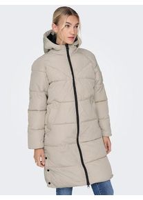 Only Damen Steppmantel "ONLAMANDA LONG PUFFER COAT", beige, casual, Gr. S, unifarben, Web, Obermaterial: 100% Polyester. Futter: 100% Polyester.