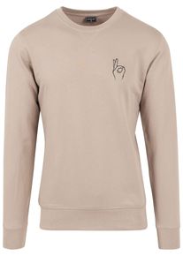 MisterTee Herren Rundhalspullover "MisterTee Easy Sign Crewneck", beige, casual, Gr. XL, unifarben, 100% Baumwolle, Pullover