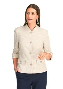 Damen Kurzblazer "HERMANN LANGE Collection Kurzblazer Alicia"taupe, marshmallow, Gr. 38, HERMANN LANGE Collection, 76% Polyester, 12% Baumwolle, 10%