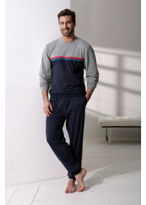 Le Jogger Herren Pyjama, Gr. 44, bunt, Jersey, Obermaterial: 100% Baumwolle, unifarben, Basic, Homewear-Sets, Schlafanzug in langer Form mit