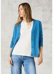 Cecil Damen Cardigan, blau, casual, Gr. S, meliert, unifarben, Strick, Obermaterial: 37% Baumwolle, 34% Polyacryl, 26% Polyester, 3% Elasthan,