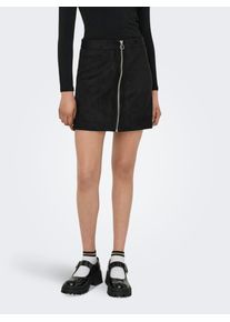 Only Damen Minirock "ONLRITA FAUX SUEDE LIFE ZIP SKIRT OTW", schwarz, modisch, Gr. L, unifarben, Obermaterial: 92% Polyester, 8% Elasthan, Röcke