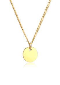 Elli Premium Damen Kette mit Anhänger "Plättchen Coin Münze Basic 375 Gelbgold", 45, ohne Stein, Gelbgold 375, L: 45cm, gold, Gelbgold 375, Halsketten