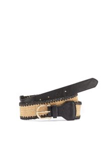 Lascana Damen Taillengürtel, schwarz, modisch, Gr. 95, kontrastfarbene Details, Materialmix, Gürtel, Stretchgürtel, elastischer Gürtel in Bast-Optik