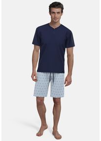 Bugatti Herren Shorty "Florenz", Gr. 56, blau, Obermaterial: 100% Baumwolle, unifarben, gemustert, casual, Homewear-Sets, mit klassischem