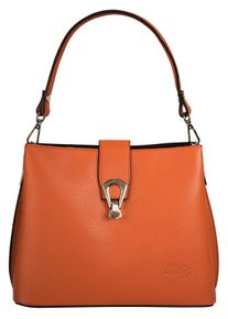 CLUTY Damen Umhängetasche, orange, Leder, unifarben, leicht glänzend, Taschen, echt Leder, Made in Italy