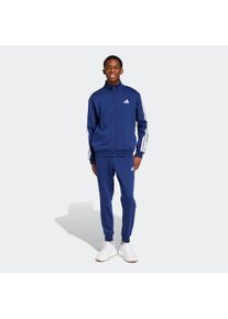Herren Trainingsanzug "M 3S FL TT TS", blau, sportlich, Gr. S, adidas Sportswear, Obermaterial: 70% Baumwolle, 30% Polyester, Sportanzüge
