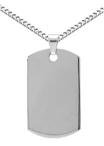 Firetti Herren Kette mit Anhänger "Schmuck Geschenk Halskette Dog Tag", Edelstahl, L: 50cm, silber, Edelstahl, Halsketten